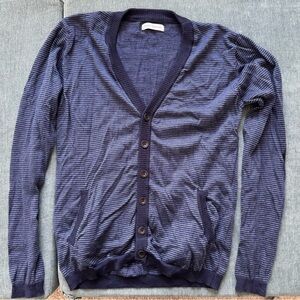 Oliver Spencer Navy Striped Cardigan